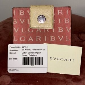 BVLGARI Pink Canvas Monogram Logomania Bifold Wallet